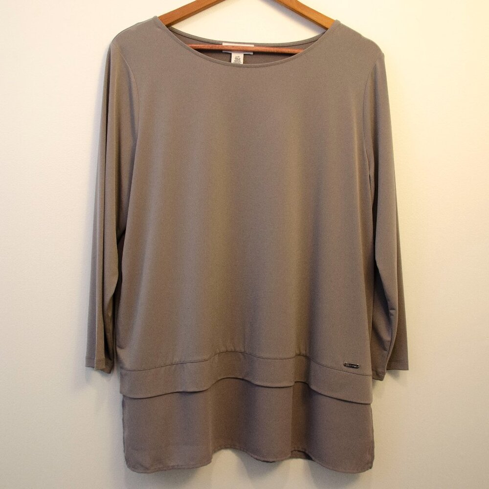 Calvin Klein gray 3/4 sleeve blouse sz L